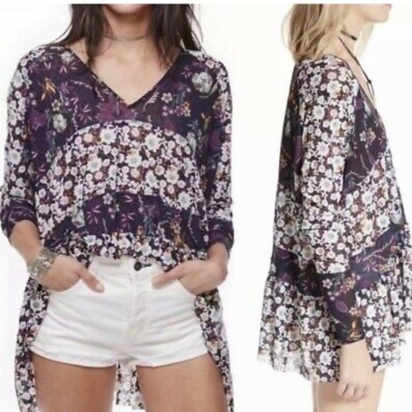 Free People boho gypsy shirt/blouse/tunic xsmall - Picture 1 of 4
